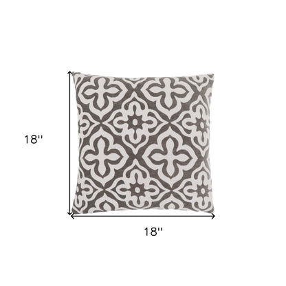 Set Of Two 18" X 18" Gray and White Polyester Geometric Zippered Pillow