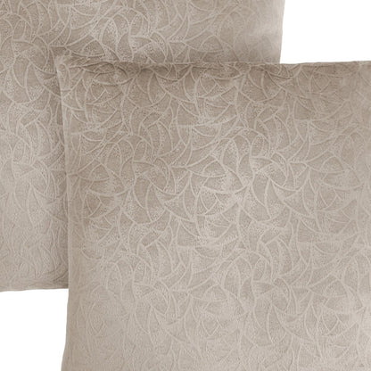 Set Of Two 18" X 18" Light Gray Velvet Polyester Floral Zippered Pillow