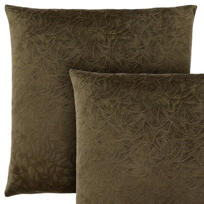 Set Of Two 18" X 18" Light Gray Velvet Polyester Floral Zippered Pillow