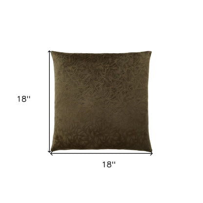 Set Of Two 18" X 18" Light Gray Velvet Polyester Floral Zippered Pillow