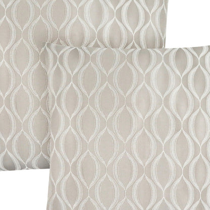 Set Of Two 18" X 18" Taupe Polyester Ogee Zippered Pillow