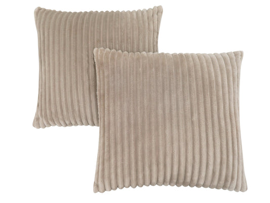 Set Of Two 18" X 18" Black Polyester Ribbed Zippered Pillow