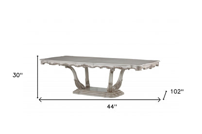 44" Off White Solid Wood Dining Table