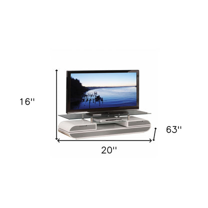 20" X 63" X 16" White Gray Wood Glass Metal Veneer TV Stand