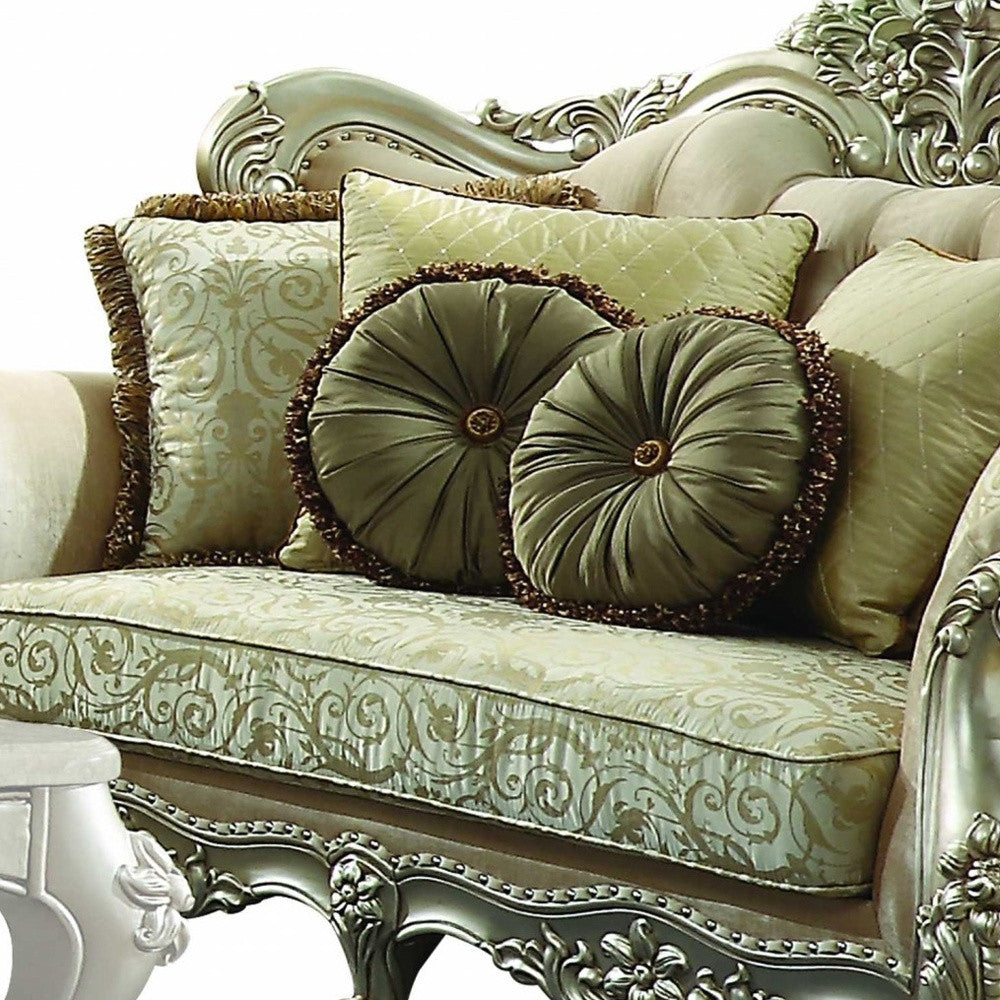 41" X 72" X 49" Fabric Champagne Upholstery Wood Legtrim Loveseat W5 Pillows
