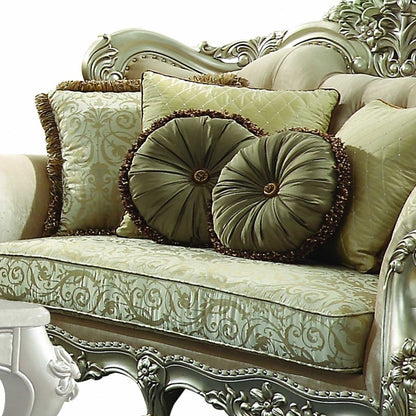 41" X 72" X 49" Fabric Champagne Upholstery Wood Legtrim Loveseat W5 Pillows
