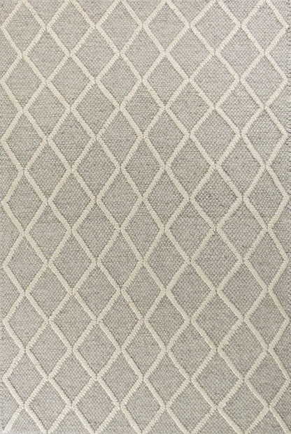 3' X 5' Grey Braided Diamonds Wool Indoor Area Rug