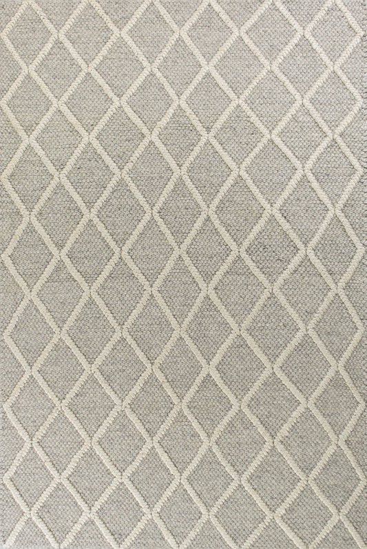 3' X 5' Grey Braided Diamonds Wool Indoor Area Rug