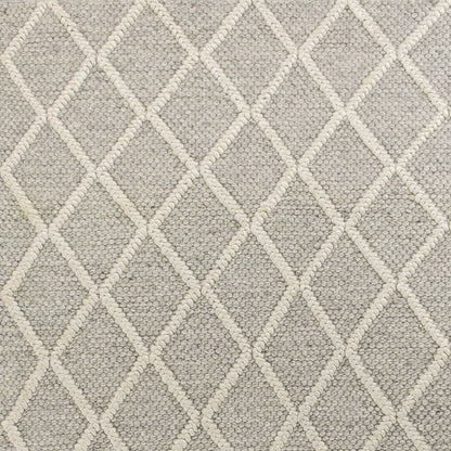 3' X 5' Grey Braided Diamonds Wool Indoor Area Rug