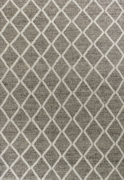 9' X 13' Wool Dark Grey Area Rug