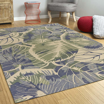 7' X 9'  Wool Blue Or  Green Area Rug