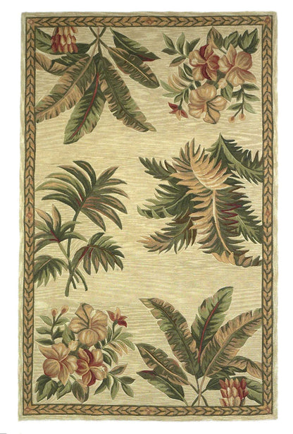 10' Ivory Hand Tufted Tropical Indoor Runner Rug