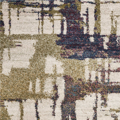 8'X10' Ivory Machine Woven Abstract Brushstrokes Indoor Area Rug