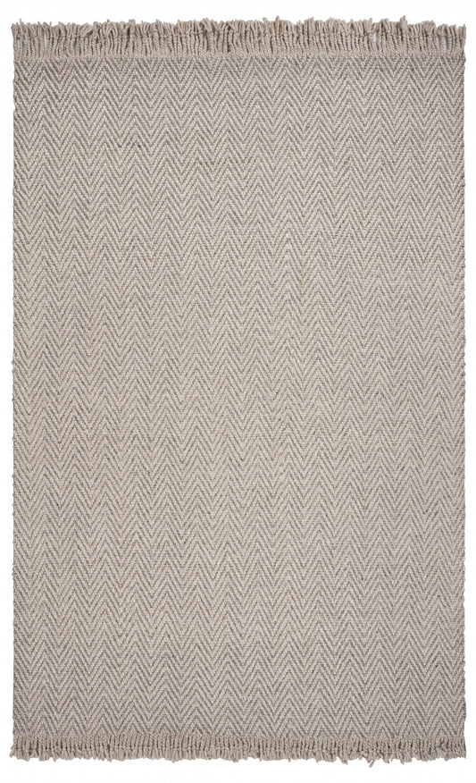 8'X10' Oatmeal Beige Hand Woven Herringbone Indoor Area Rug