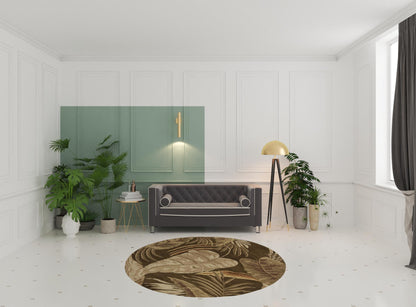 7' Round Wool Mocha Area Rug