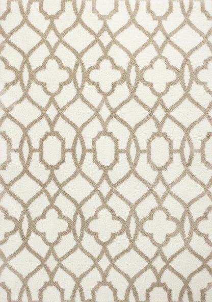 3'X5' Ivory Beige Trellis Machine Woven Microfiber Indoor Area Rug