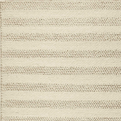 8'X10' White Ivory Hand Woven Knobby Cornish Stripe Indoor Area Rug