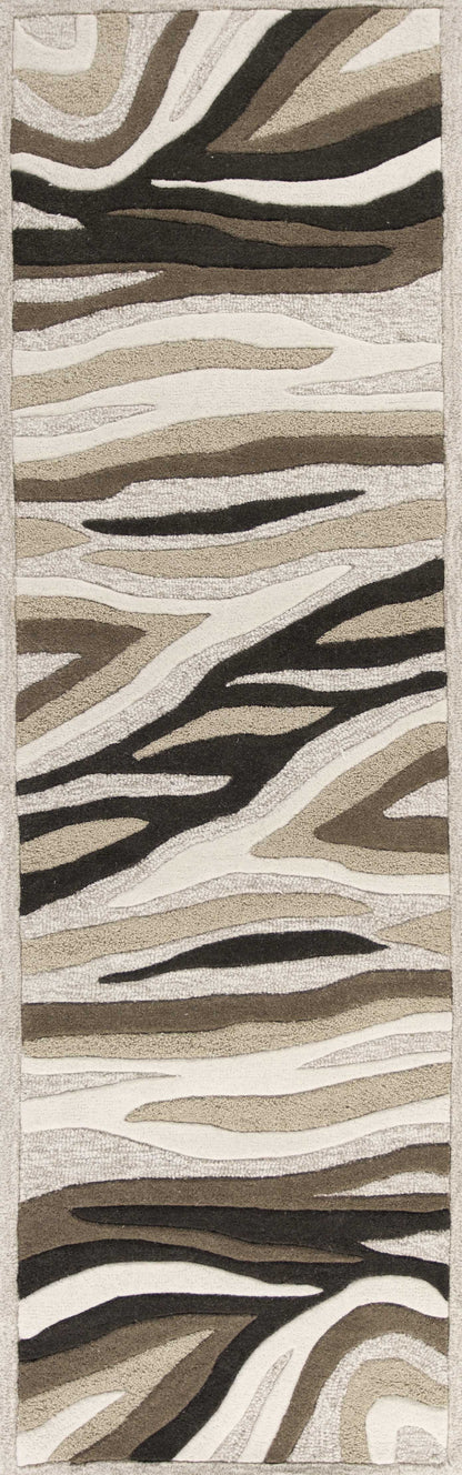 5'X8' Natural Beige Hand Tufted Abstract Waves Indoor Area Rug