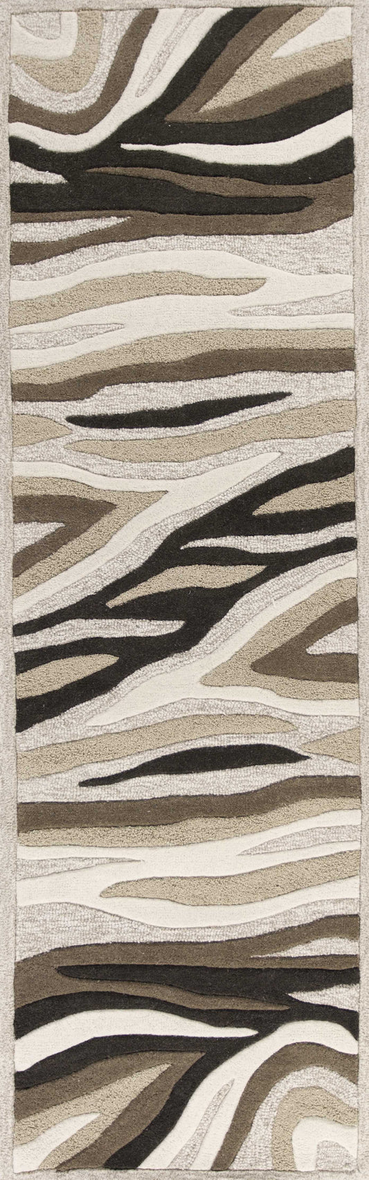 5'X8' Natural Beige Hand Tufted Abstract Waves Indoor Area Rug