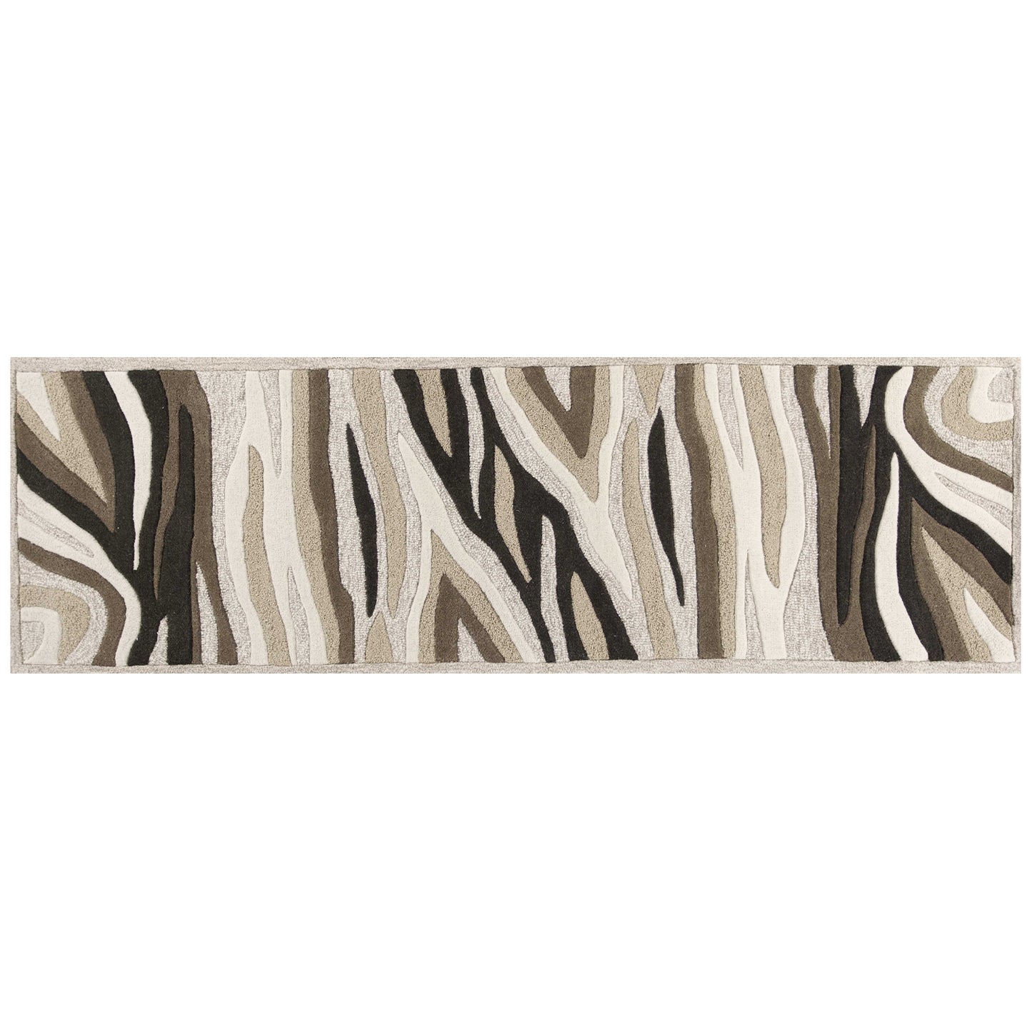 5'X8' Natural Beige Hand Tufted Abstract Waves Indoor Area Rug