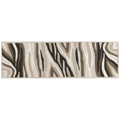 5'X8' Natural Beige Hand Tufted Abstract Waves Indoor Area Rug