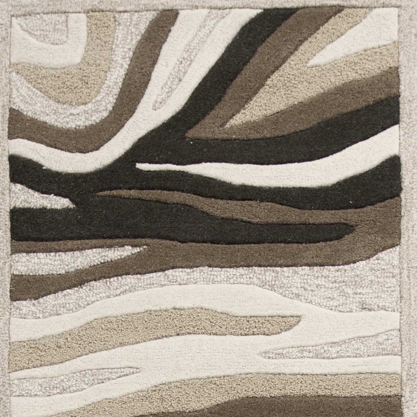 5'X8' Natural Beige Hand Tufted Abstract Waves Indoor Area Rug