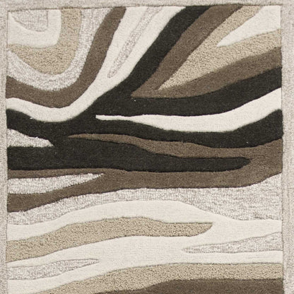 5'X8' Natural Beige Hand Tufted Abstract Waves Indoor Area Rug