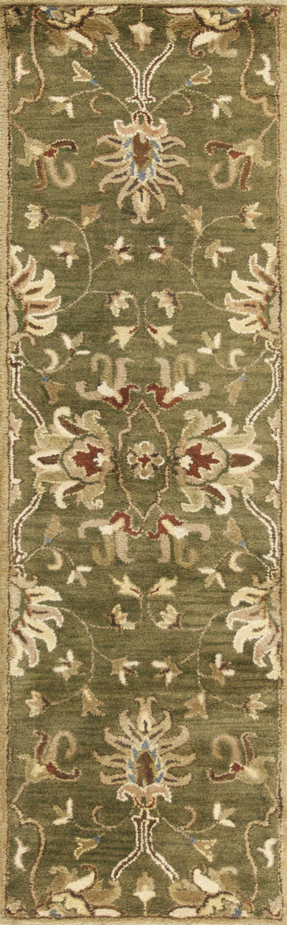 3'X5' Emerald Green Hand Tufted Wool Traditional Floral Indoor Area Rug