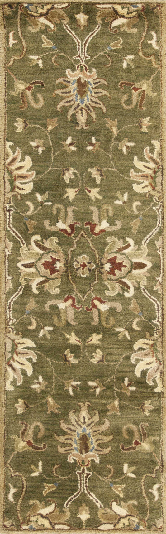 3'X5' Emerald Green Hand Tufted Wool Traditional Floral Indoor Area Rug