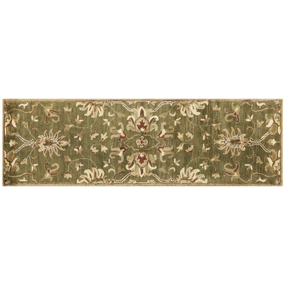 3'X5' Emerald Green Hand Tufted Wool Traditional Floral Indoor Area Rug