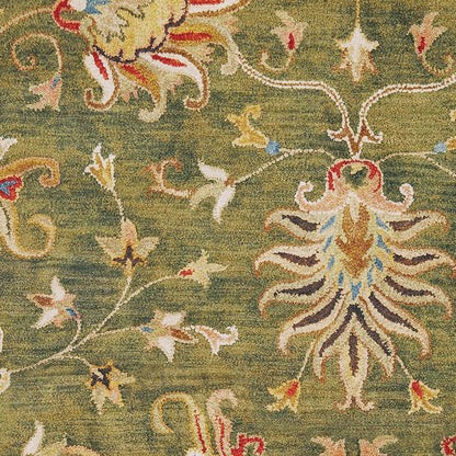3'X5' Emerald Green Hand Tufted Wool Traditional Floral Indoor Area Rug