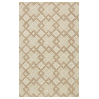 3' X 5' Ivory Geometric Diamonds Wool Area Rug