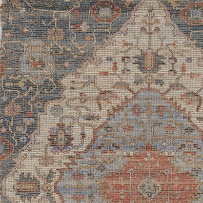 5' X 7' Blue Or Red Vintage Diamond Jute Area Rug