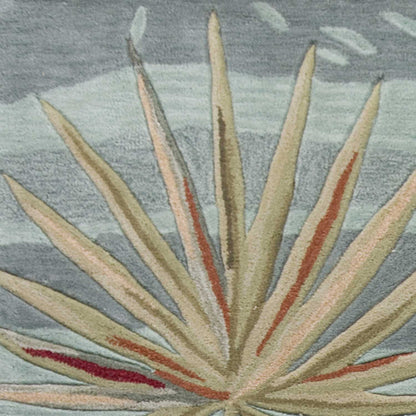 8'X11' Seafoam Green Machine Woven Tropical Plants Indoor Area Rug