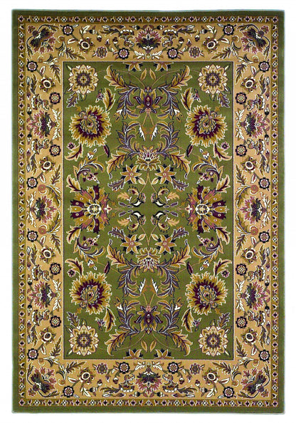 5' X 8' Green Or Taupe Floral Bordered Area Rug