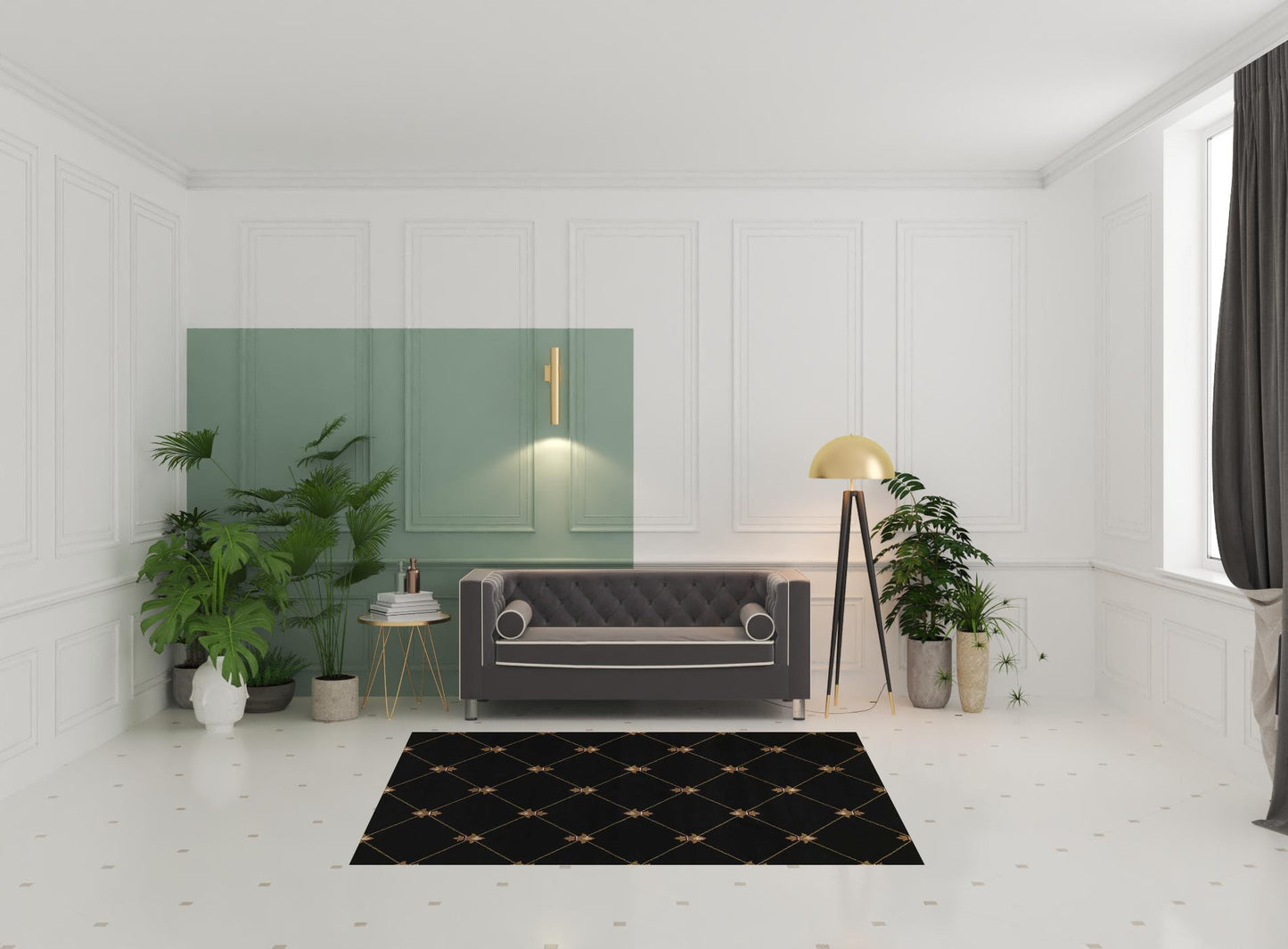 7' X 10'  Polypropylene Black Area Rug
