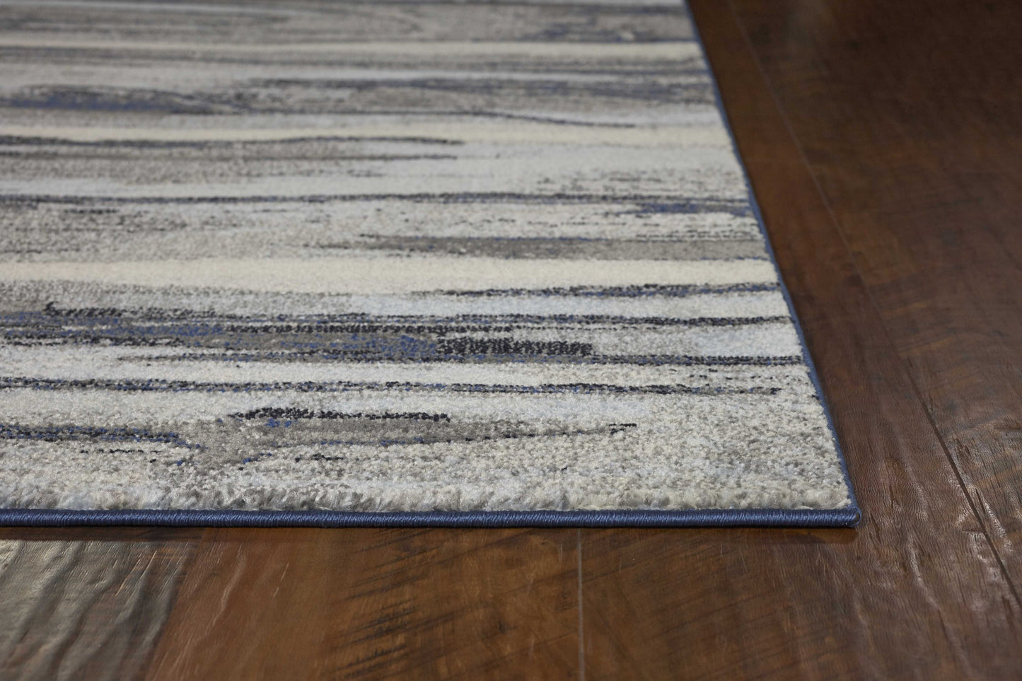 5'X8' Grey Machine Woven Abstract Brushstroke Indoor Area Rug