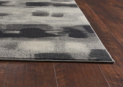 5'X8' Shades Of Grey Machine Woven Abstract Brushstroke Indoor Area Rug