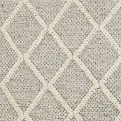 3' X 5' Grey Braided Diamonds Wool Indoor Area Rug