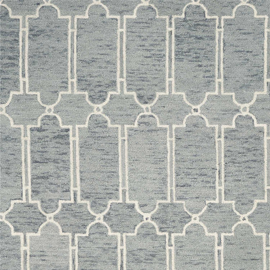 2'X4' Slate Blue Hand Tufted Geometric Indoor Accent Rug