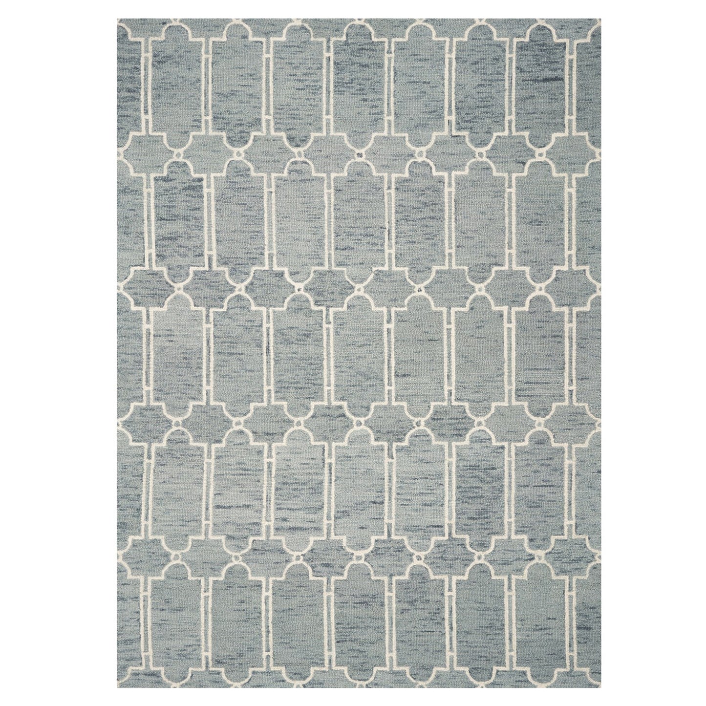 2'X4' Slate Blue Hand Tufted Geometric Indoor Accent Rug