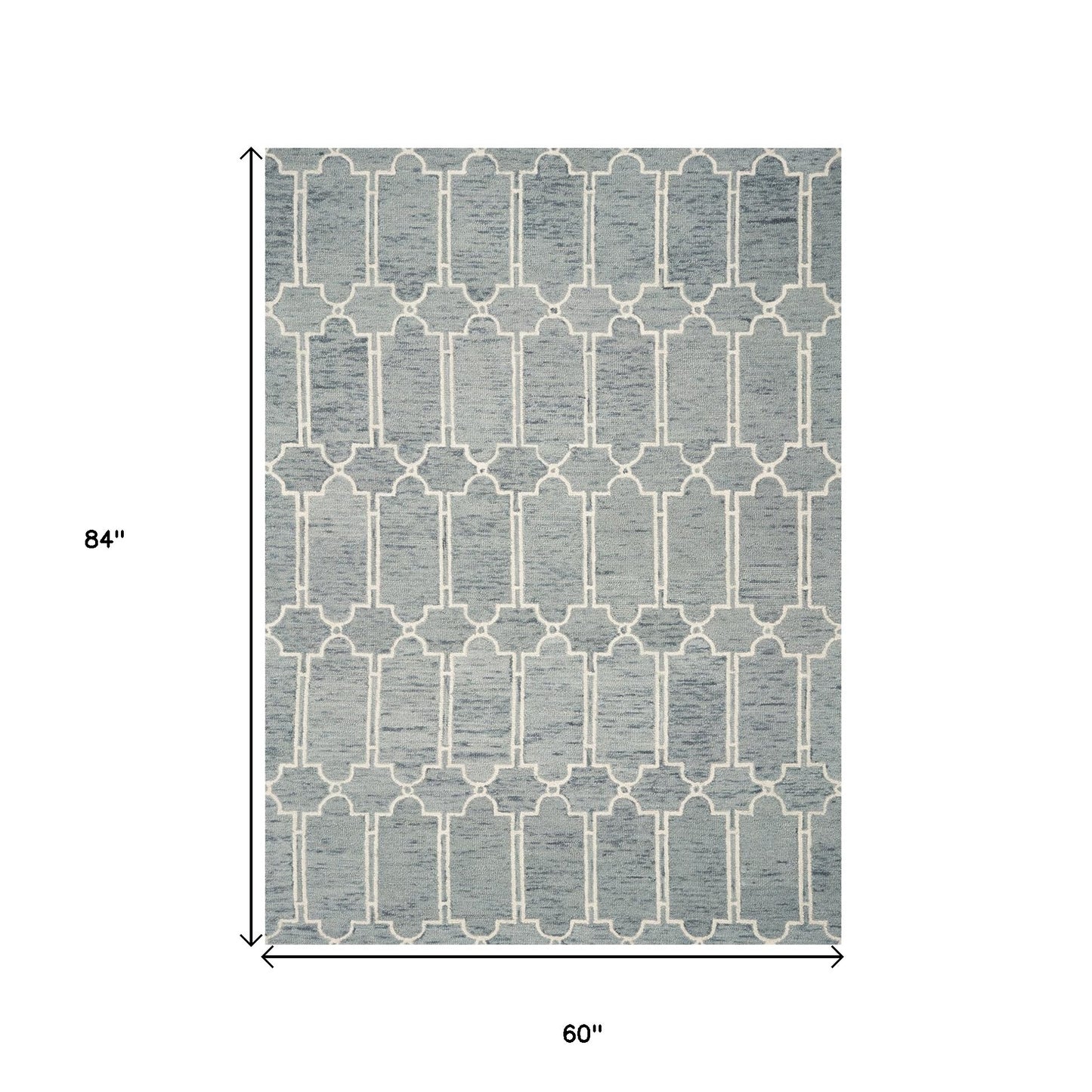 2'X4' Slate Blue Hand Tufted Geometric Indoor Accent Rug