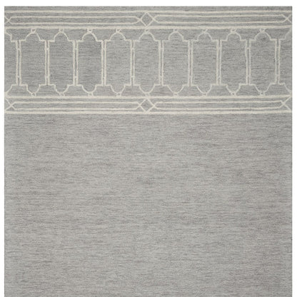 5' X 7' Grey Geometric Pattern Wool Indoor Area Rug