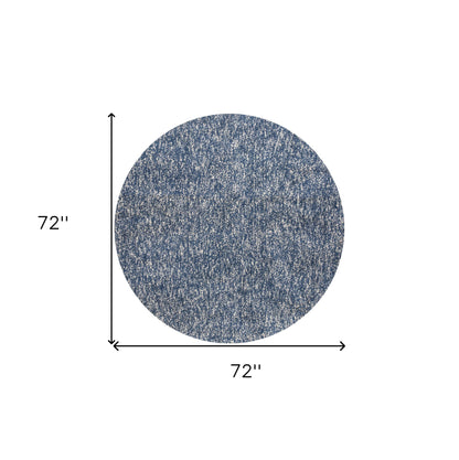 8' Indigo Or Ivory Heather Plain Runner Rug