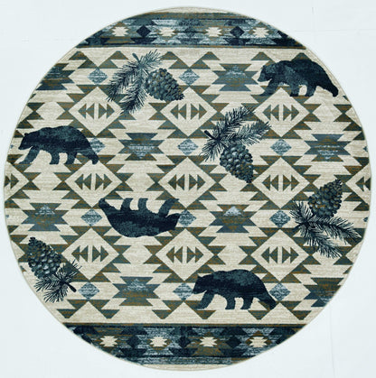 5' X 8' Ivory Or Blue Lodge Area Rug