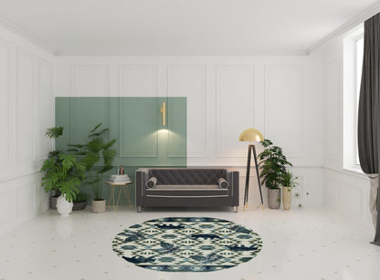 5' X 8' Ivory Or Blue Lodge Area Rug