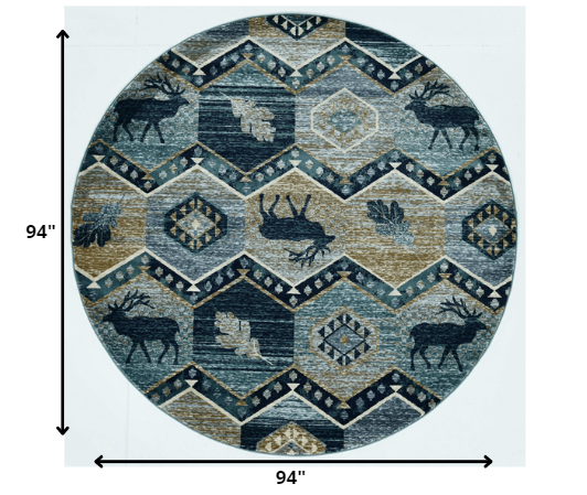 8' Seafoam Machine Woven Geometric Lodge Indoor Runner Rug