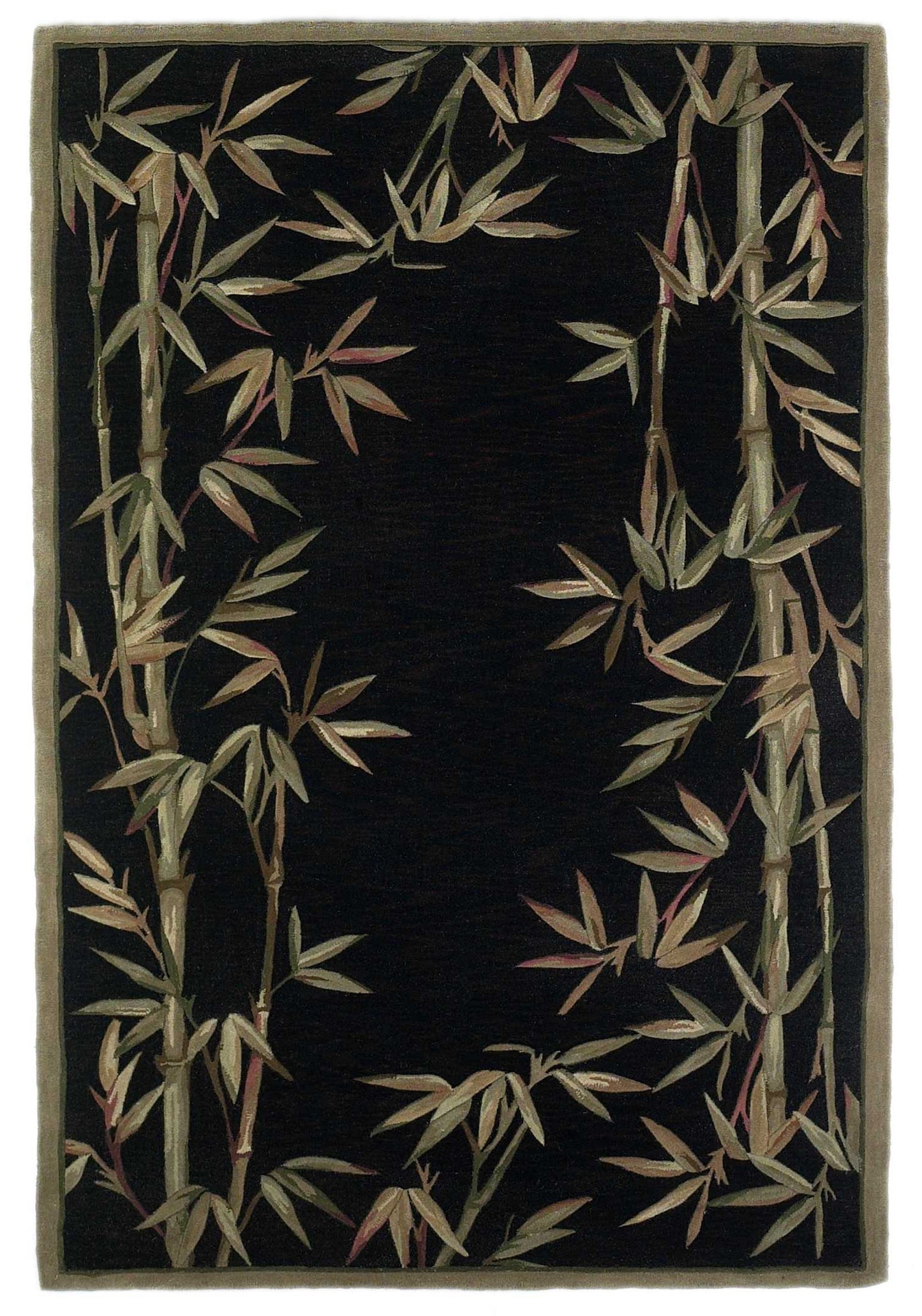 8' X 11'  Wool Black And Bamboo Area Rug