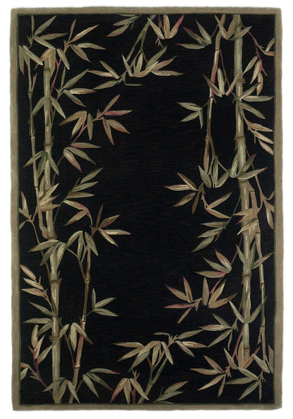 8' X 11'  Wool Black And Bamboo Area Rug