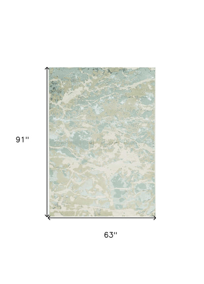 8'X11' Sand Grey Machine Woven Abstract Watercolor Indoor Area Rug